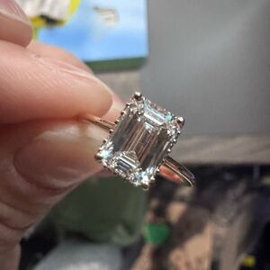 14kt rose gold lab grown emerald diamond ring!